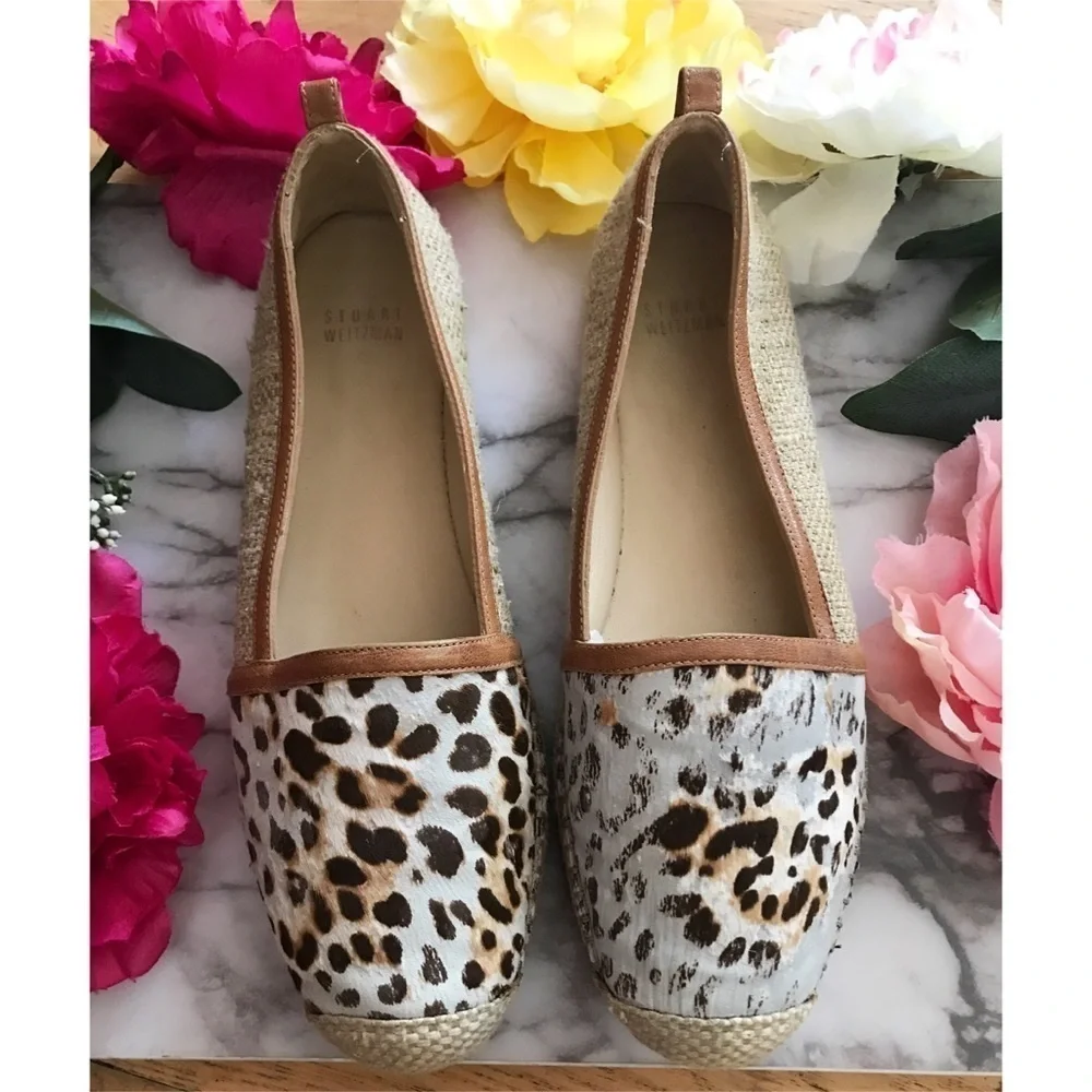 Stuart Weitzman Leopard Animal Print Espadrilles​​​​​​​